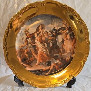 Gold Decorative Plate with Classical Scene New 11 Inch Bavaria
